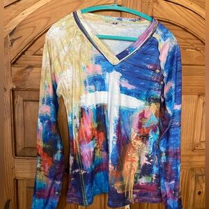 Abstract Cross Long Sleeve T shirt